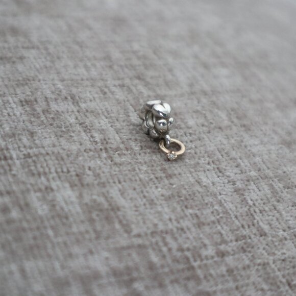 Pandora Heart & 14K Solitaire I Do Diamond Ring Dangle Charm - Picture 2 of 3